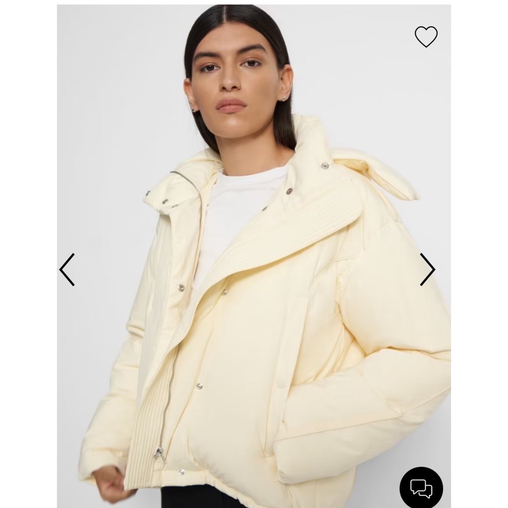 Theory yellow Paper Nylon Cropped Puffer Jacket Down Filled Hooded Coat L1007405